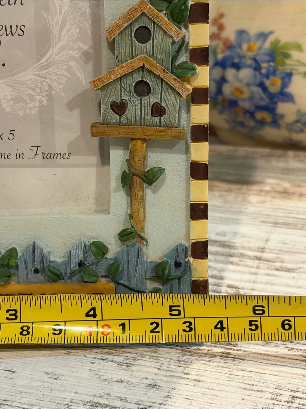Whimsical Cottagecore “Home Sweet Home” Blue 3D Resin Birdhouse Picture Frame